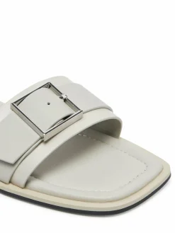 Ciabatte Flat Slide W/Buckle - Lth HW0HW02490 Grigio