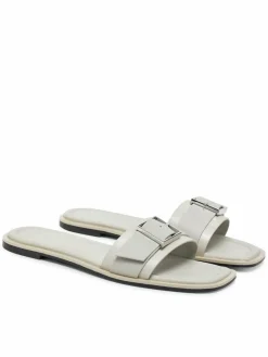 Ciabatte Flat Slide W/Buckle - Lth HW0HW02490 Grigio