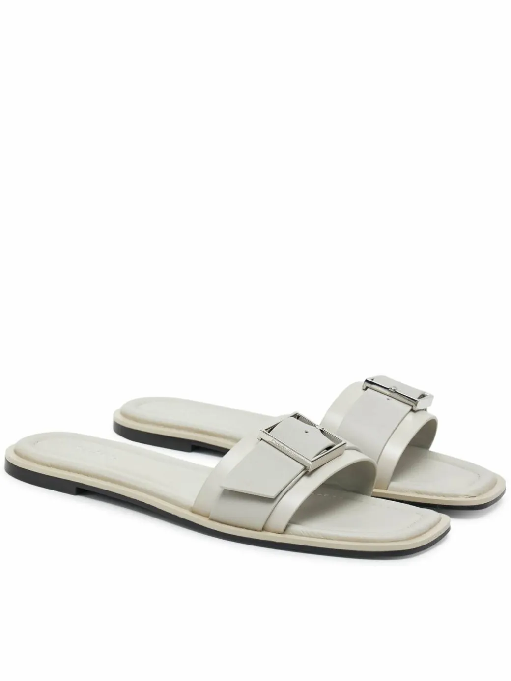 Ciabatte Flat Slide W/Buckle - Lth HW0HW02490 Grigio