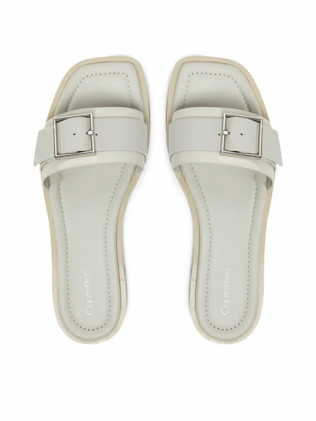 Ciabatte Flat Slide W/Buckle - Lth HW0HW02490 Grigio
