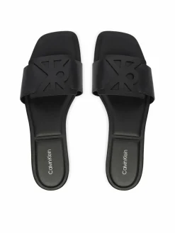Ciabatte Square Flat Sandal Emblem HW0HW03128 Nero