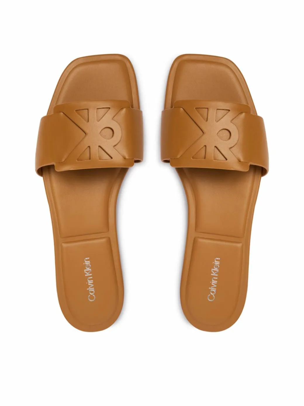Ciabatte Square Flat Sandal Emblem HW0HW03128 Marrone