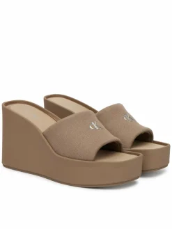 Ciabatte Wedge 70 Sndl Canv Mg HW0HW03134 Beige