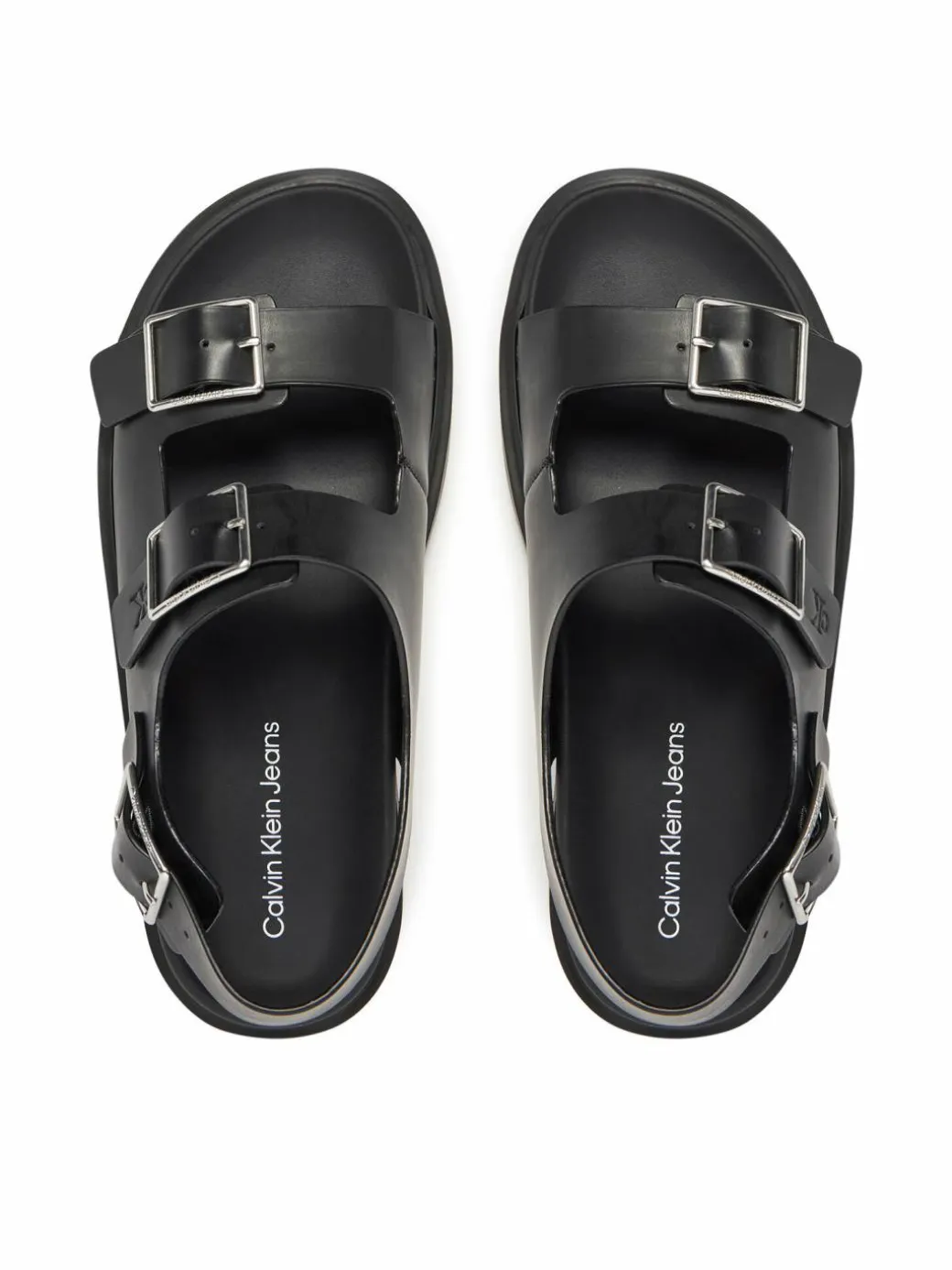 Sandali Flat Molded Sandal Buckle YW0YW01785 Nero