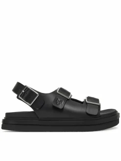 Sandali Flat Molded Sandal Buckle YW0YW01785 Nero