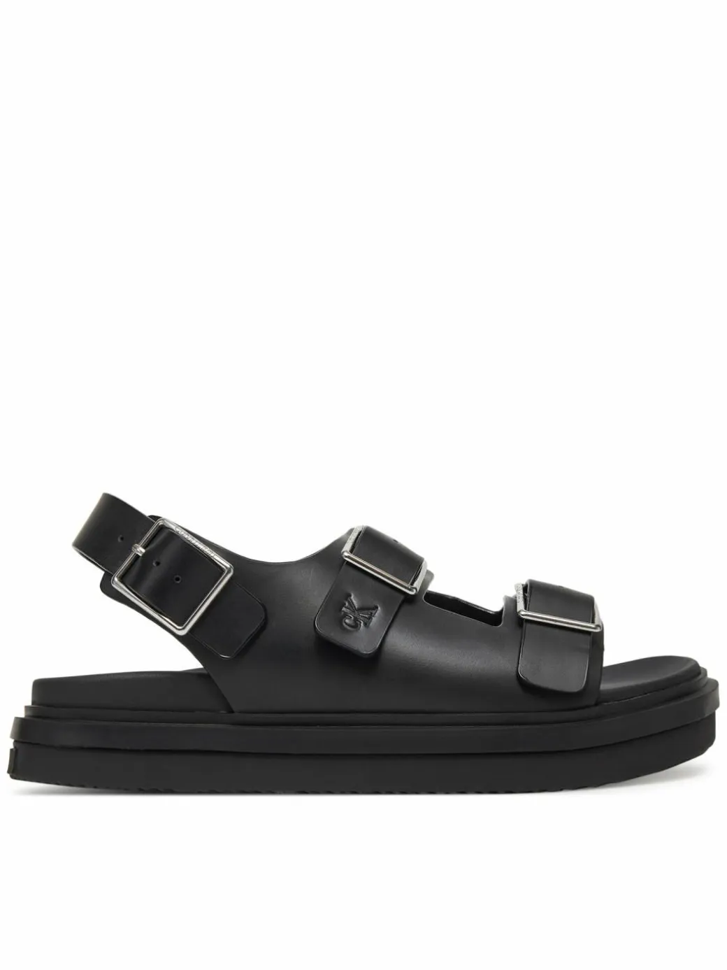 Sandali Flat Molded Sandal Buckle YW0YW01785 Nero