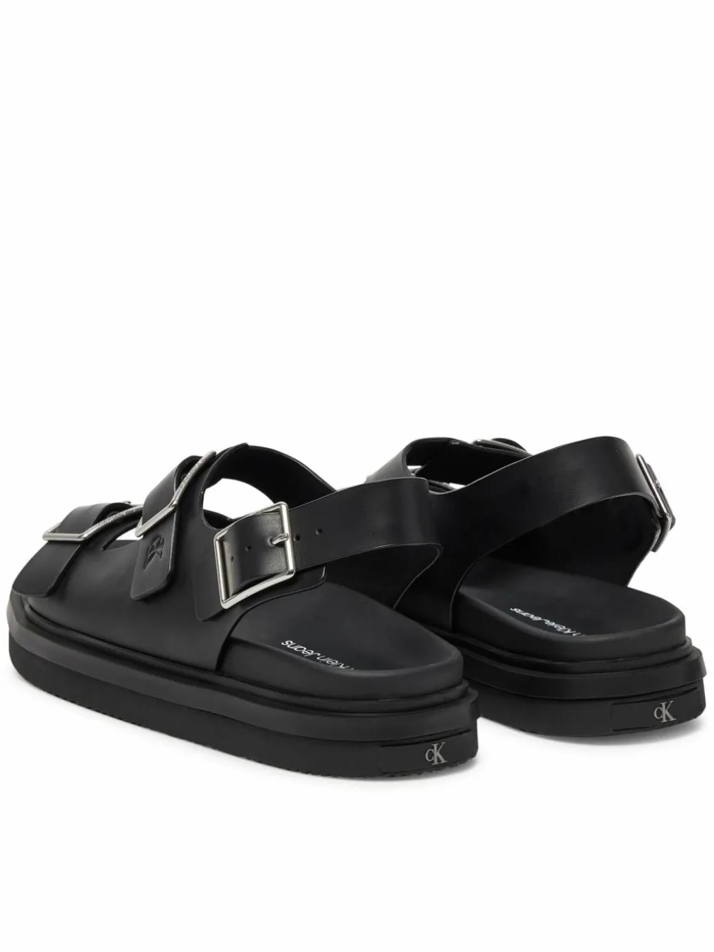 Sandali Flat Molded Sandal Buckle YW0YW01785 Nero