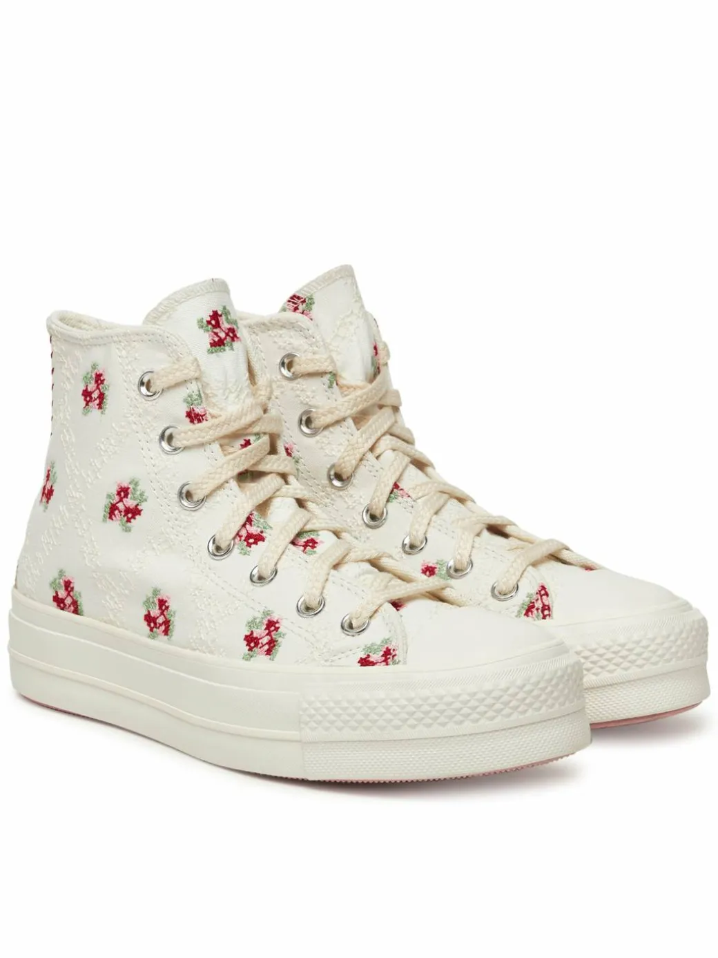 Scarpe da ginnastica Chuck Taylor All Star Lift Platform Rose Cross Stitch A13659C Bianco