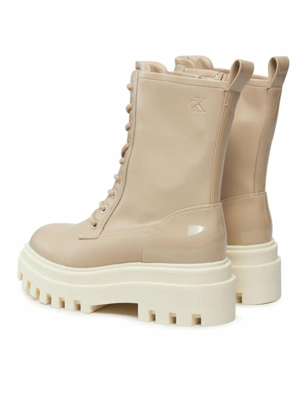 Scarponcini Chunky Laceup Lth Mg Sat YW0YW01285 Beige
