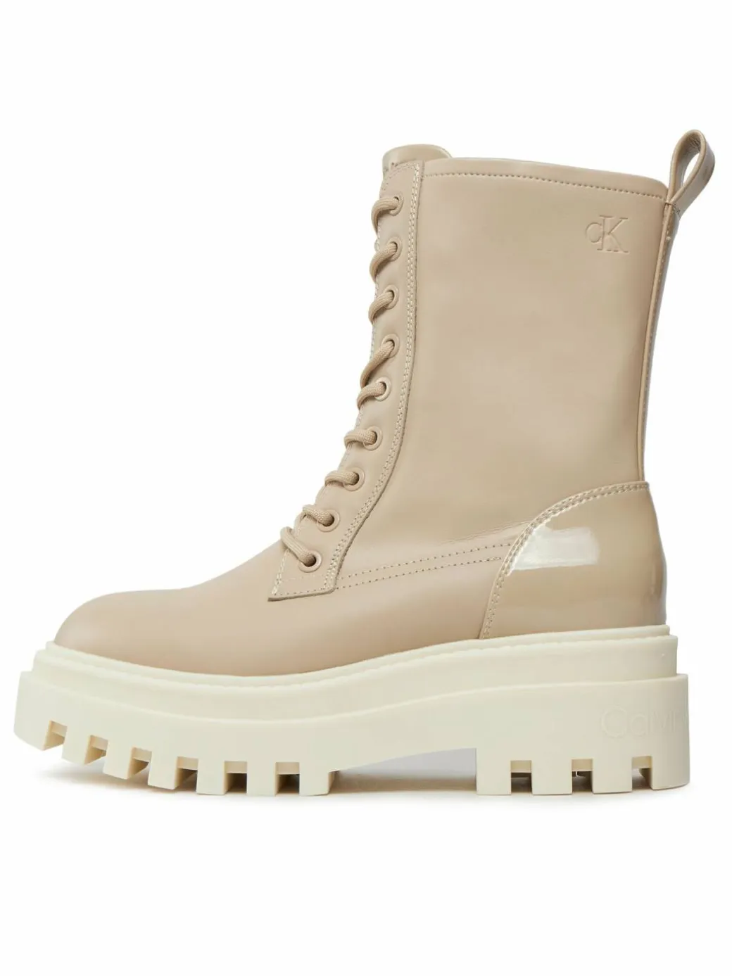 Scarponcini Chunky Laceup Lth Mg Sat YW0YW01285 Beige