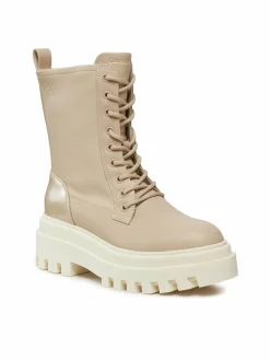 Scarponcini Chunky Laceup Lth Mg Sat YW0YW01285 Beige