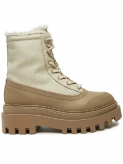 Scarponcini Flatform Lace Up Boot Padded YW0YW01557 Beige